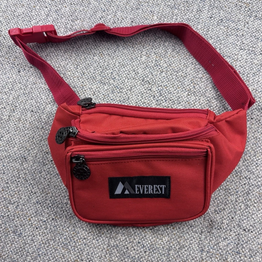 Vintage Everest 3-Pocket Waist Pack Red Fanny Pack Unisex